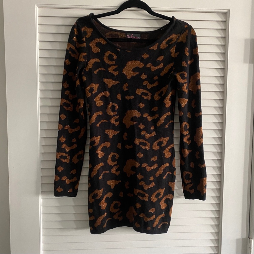 Leopard mini sweater dress, size small